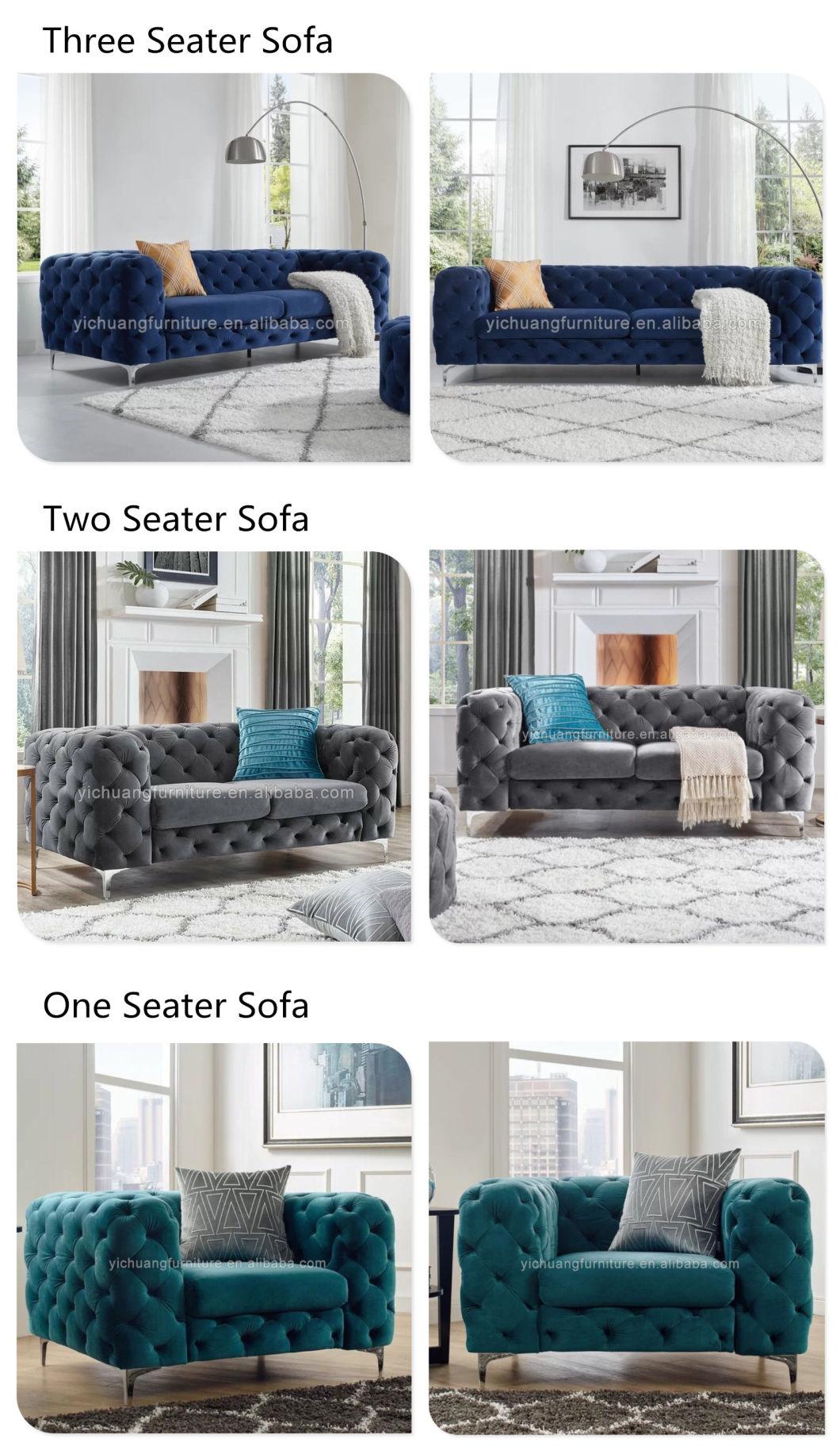 European Design Gray Velvet Fabric Couches Lounge Living Room Furniture Sofa for Home