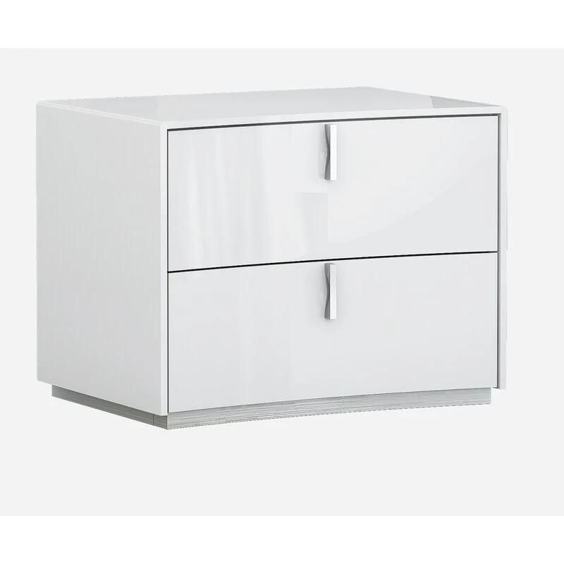 Nova Italian Design Modern Bedroom Furniture Glossy White Finish Nightstands