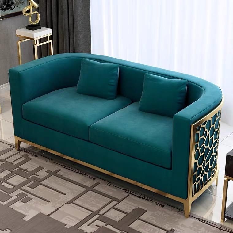 Hyc-Sf08 Green Velvet Stainless Steel Base Durable Modern Couch Living Room Sofa