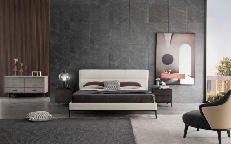 Gainsville New Design Queen Size Leather Wall Bed Modern Furniture in Bedroom Furniture