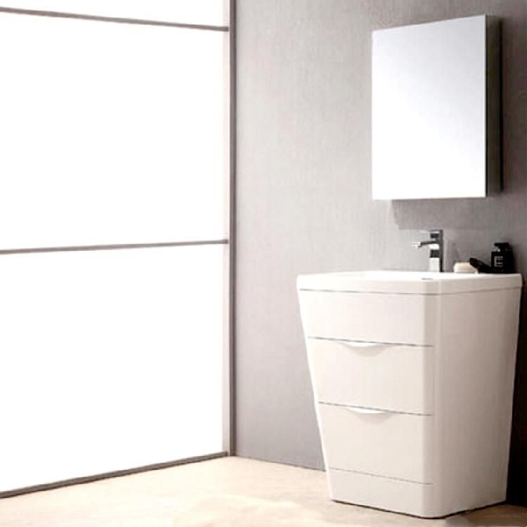 Modern Style Glossy White Bathroom Furniture Vanities and Acrylic Top with Medicine Cabinet