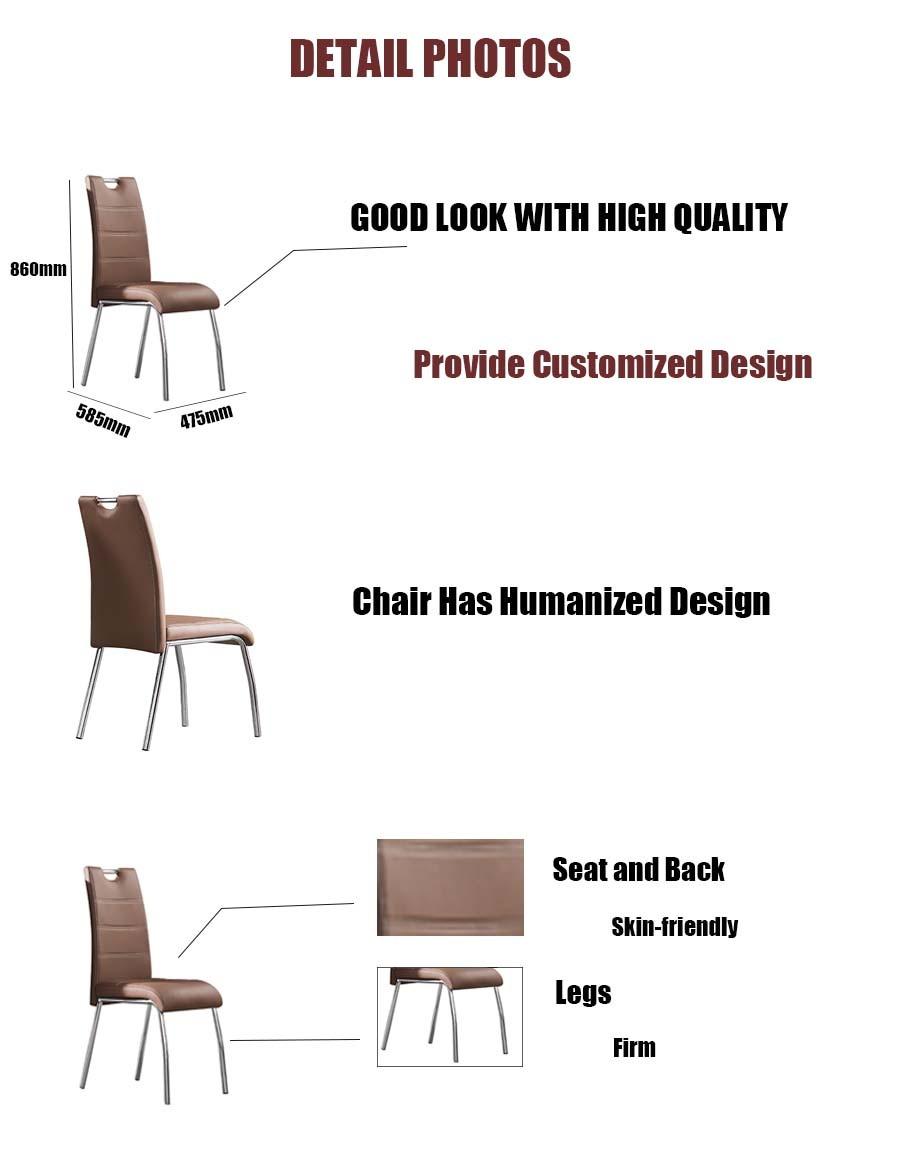 Modern Restaurant Office Home Dinner Furniture PU Leather Dining Chair with Stainless Leg