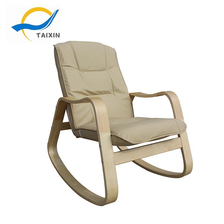 Beige PU Fabric Round Rocking Chair Bedroom Furniture