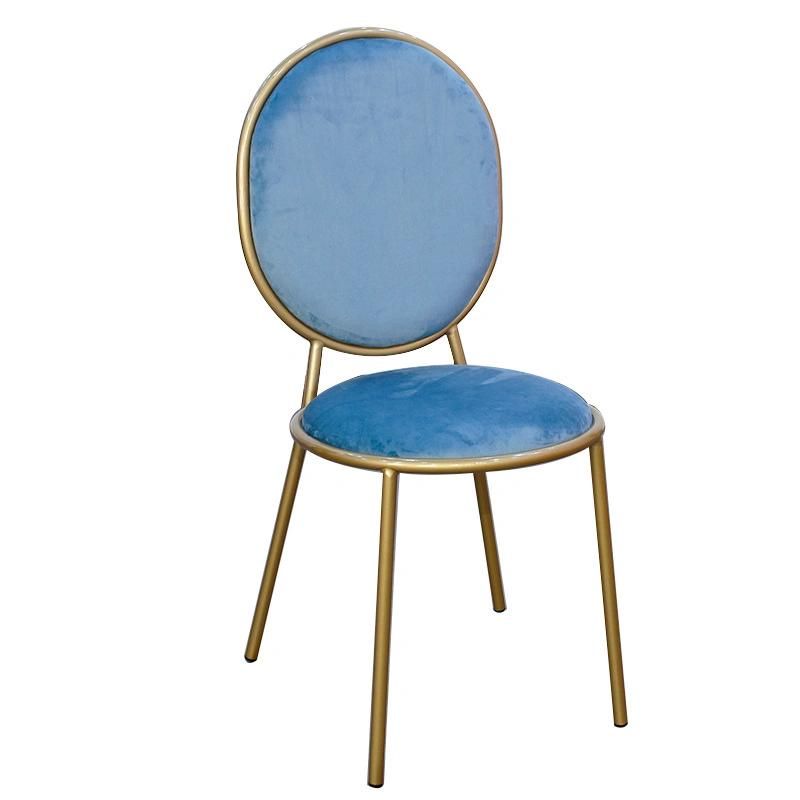 Wholesale Hotel Banquet Furniture Stainless Steel Chrome Plated Wedding Round Back Chair Golden Dessert Shop Chair