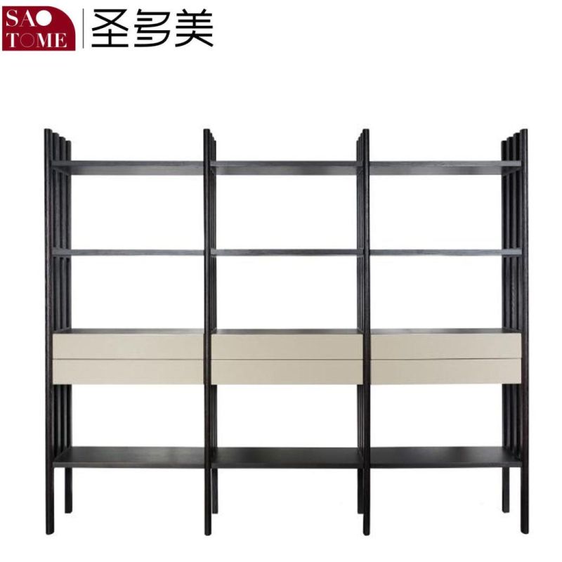 Modern Simple Stainless Steel Black Glass Bookshelf