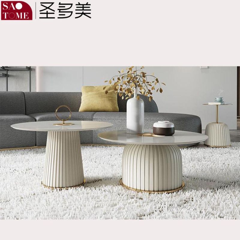 Modern Simple Luxury Leisure Living Room Furniture Slate Round Coffee Table