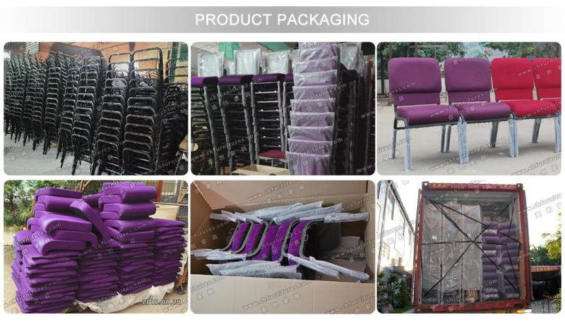 Yc-G78 Wholesale Cheap Used Purple Iron Stacking Church Chairs with Interlocking and Pocket for Auditorium and Theater