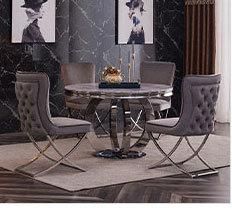 Famliy 8 Seater Marble Metal Home Restaurant Dining Table Furniture Combination