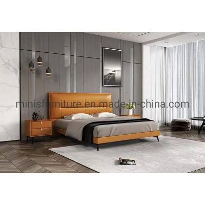 (MN-MB111) Home Bedroom Modern Simple Furniture Adult Double Orange Leather Bed