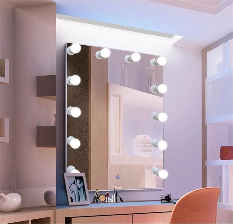 4mm Decorative Wall Mounted Bathroom Mirror with LED Bulbs