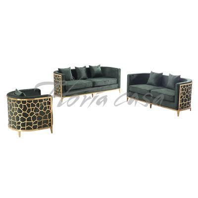 Arabic Muslim Luxury Home Modern Furniture Metal Leisure Living Room Fabric Sofa Sets