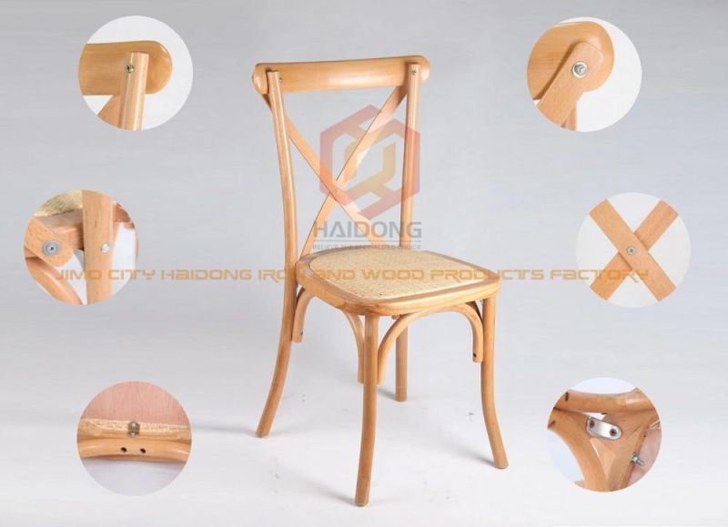 Modern Hotel Garden Furniture Wedding Rental Wood and Resin Cross Back Chair