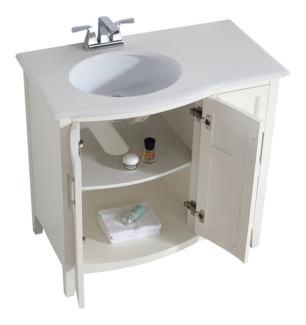 Solidwood and Plywood Modern Bathroom Cabinet with Large Storage& Ceramic Basin