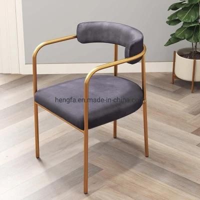 Industrial Factory Cafe Home Furniture Steel Velvet Cushion Dining Chairs