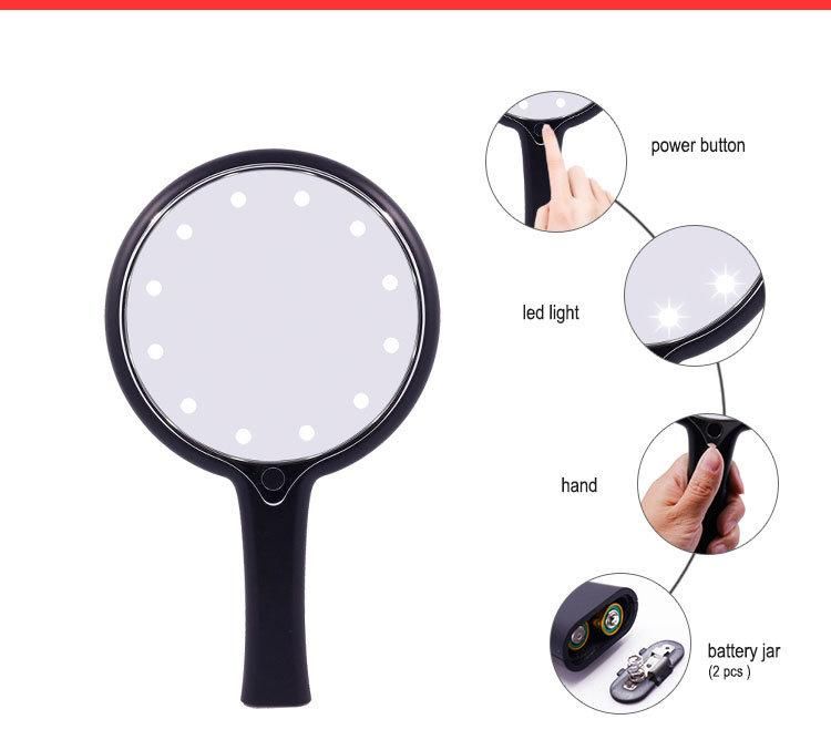 LED Handheld Makeup Vanity Hand Held Cosmetic Mirror