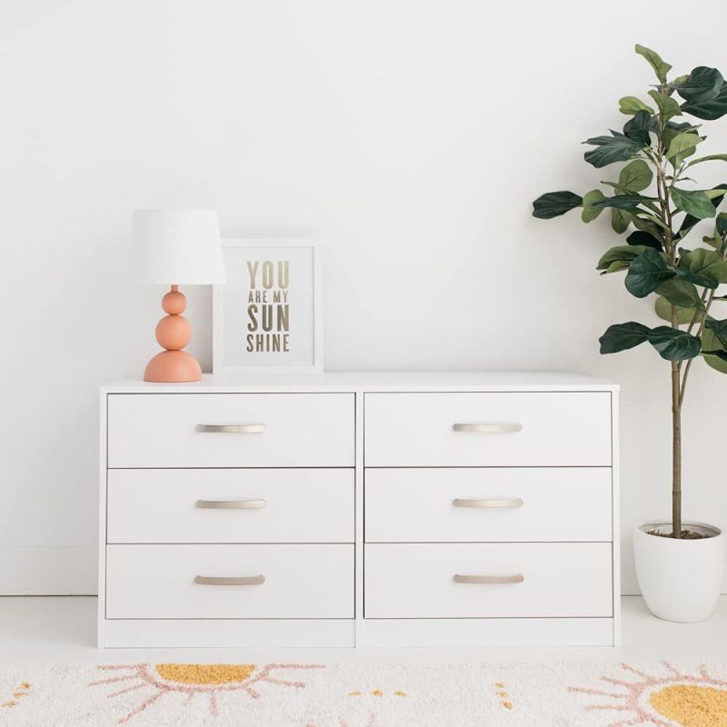 Modern 8 Drawer Dresser, White or Black