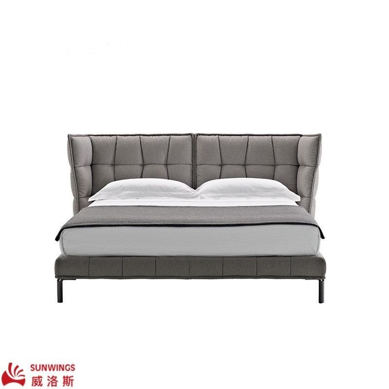 2020 New Arrival Modern Style Soft Upholstered Fabric King Size Bed