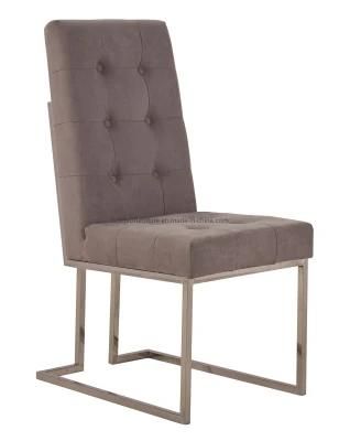 Modern /Contemporary Style Stainless Steel Silver Velvet Fabric Dining Chair