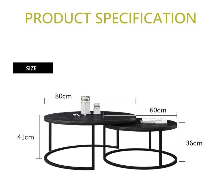 Outdoor Modern Home Living Room Furniture Metal Frame Marble Coffee Table