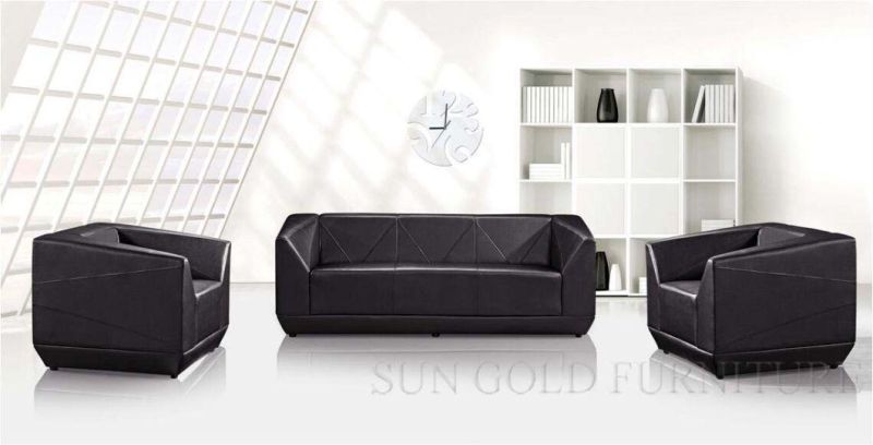 Beautiful Simple Leather 1+1+3 Genenie Italian Leather Office Sofa Set