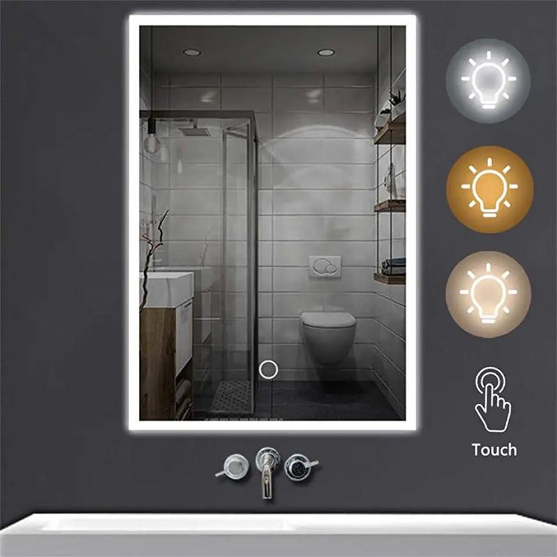 China Manufacturer Supplier of Illuminated LED Bathroom Mirror with 3000-6500K Dimmer