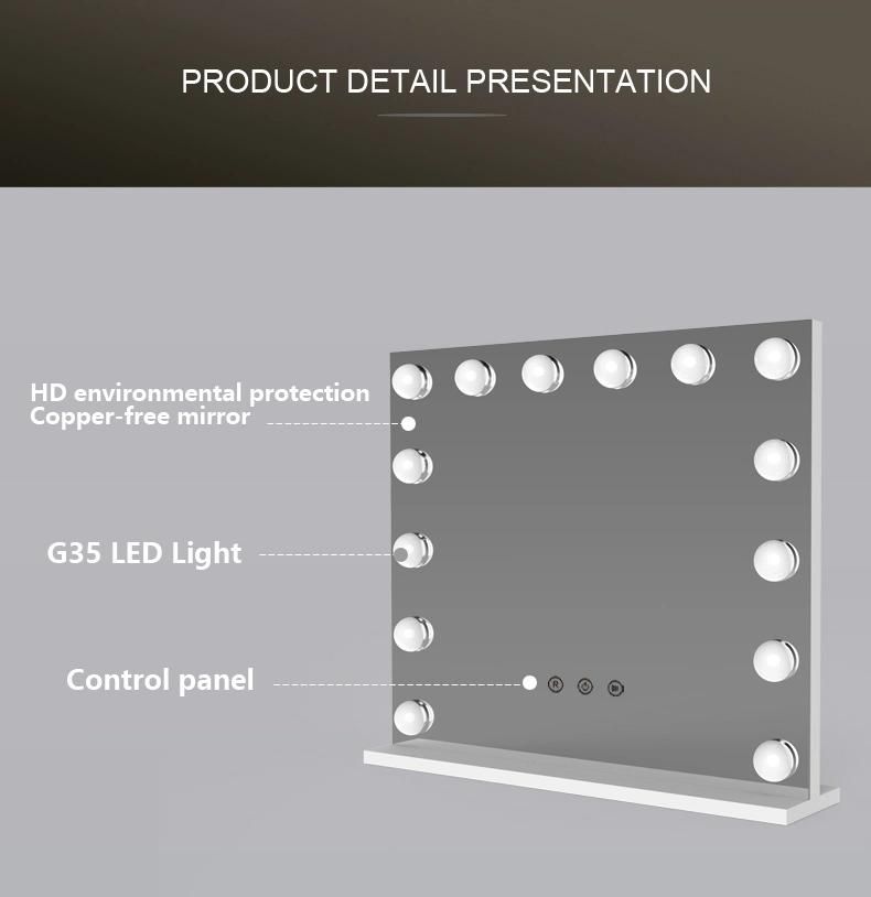 Dimmable Brightness High Definition LED Bathroom Mirror Hollywood Mirror for Hairdressing