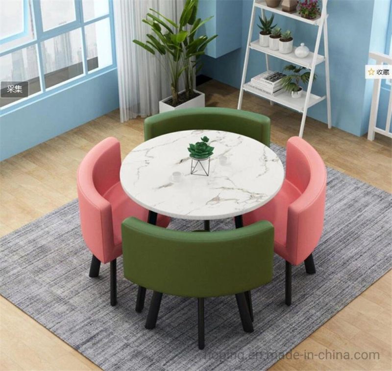 Nordic Modern Designer Restaurant Dining Room Metal Coffee Shop Chairs Simple Hotel Stitching Glass Tabletop Dining Table Coffee Table Chair Sets