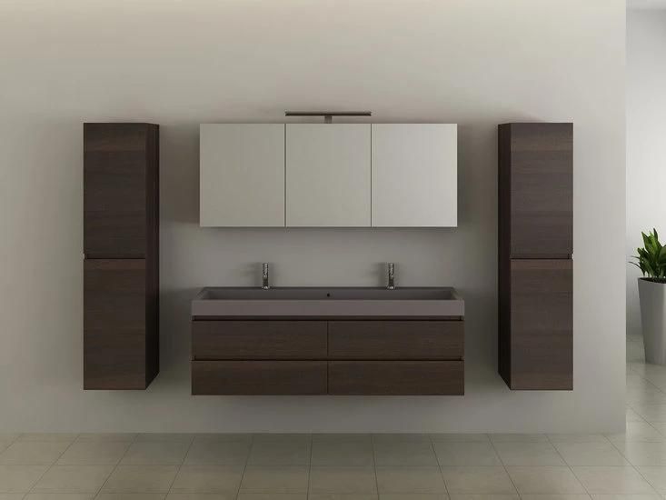 2022 Modern Design and Simple Melamine Bathroom Vanity with Double Cermamic Sinks