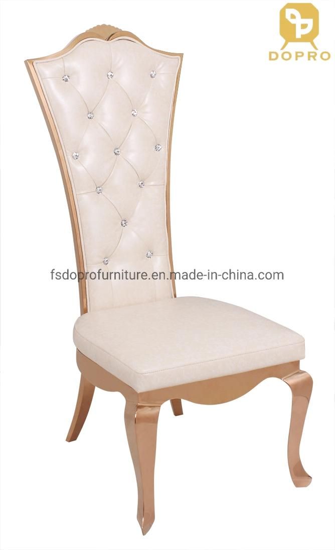 Living Room Furniture High Back Gold Dining Metal Chair with Armrest for Restaurant Hotel Leisure Use