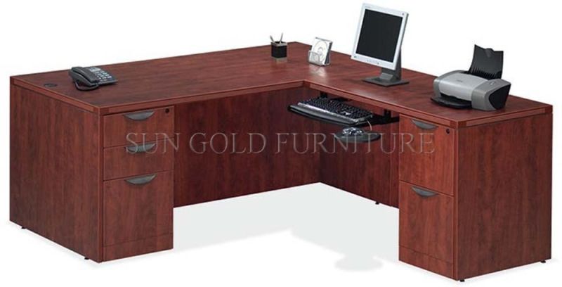 Modern Design Wooden Manager Boss Office Furniture Cheap Popular L Shape Office Desk with Cabinet