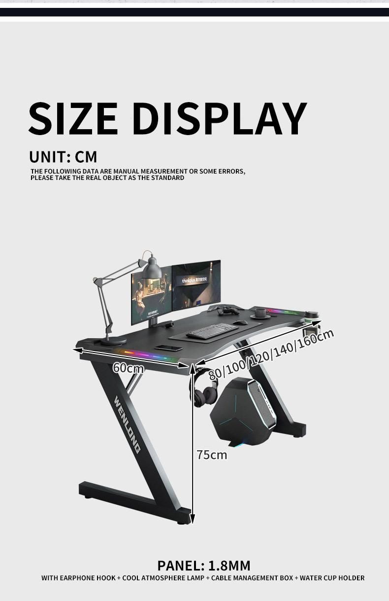 Hot Selling Modern Professional Office Computer Adjustable Standing Internet Cafe Gaming PC Desk