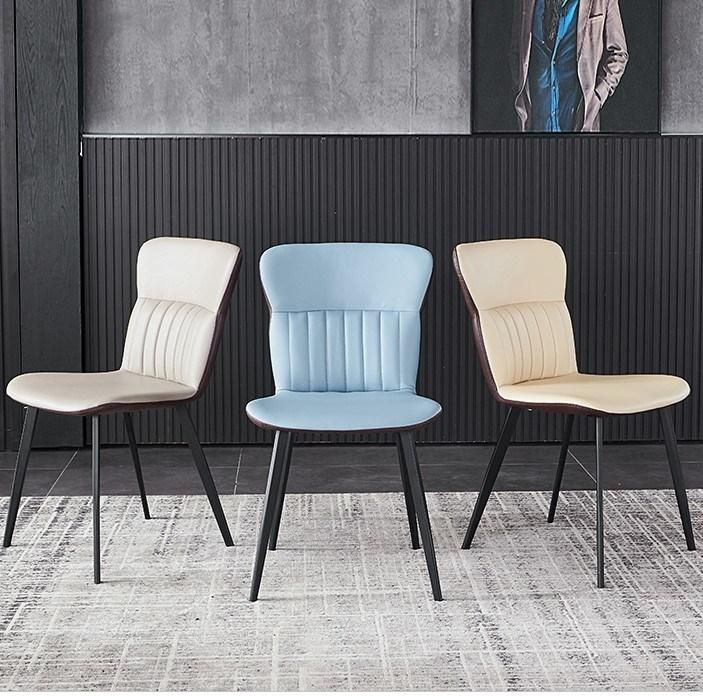 Wholesale Furniture Hotel Cafe Modern Metal Legs Leather Dining Chairs