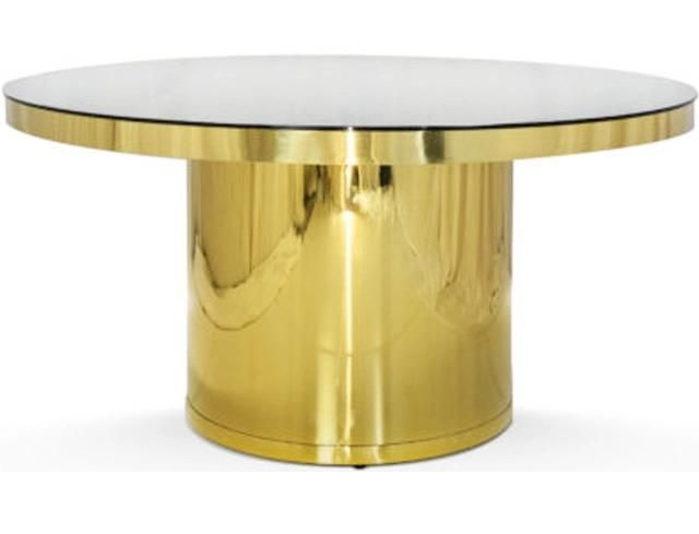 Wholesale Wedding Restaurant Furniture Gold Stainless Steel Frame Dinner Table