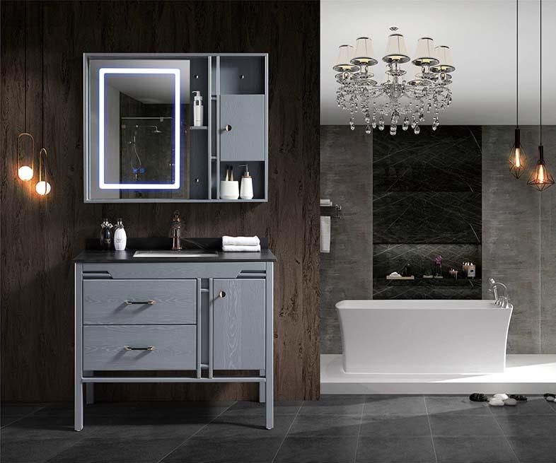 Gray High Grade Plywood Cabinet with Mirror Box and Intelligent Mirror