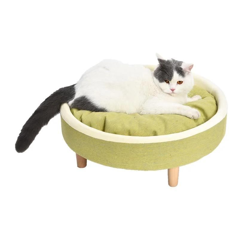 Home Modern Freshness Pet Kitty Sofa Bed Wood Fabric Multifunctional Cat Floor Furniture