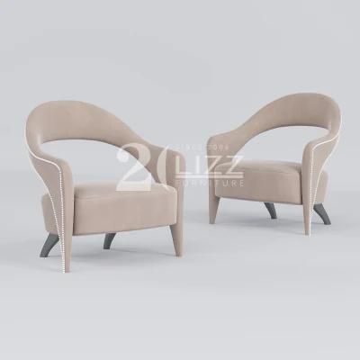 Lizz Manufacture Direct Sell Modern Luxury Velvet Fabric Sofa Chair Dining Chair with Wooden Feet