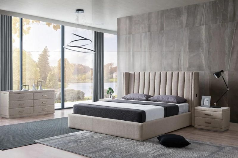 Modern Bedroom Furnitue Beds King Bed with Fabric Bedframe Gc1807