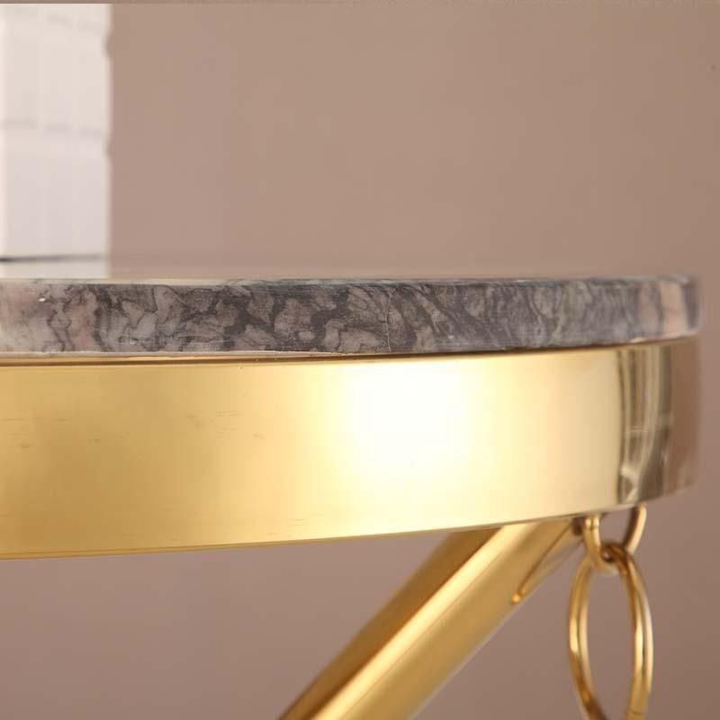 Home Furniture Stainless Steel White Marble Rock Beam Coffee Table