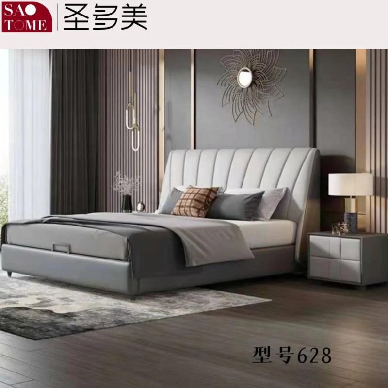 China Wholesale Furniture Leather Bedroom Furniture Set Double Bed King Bed