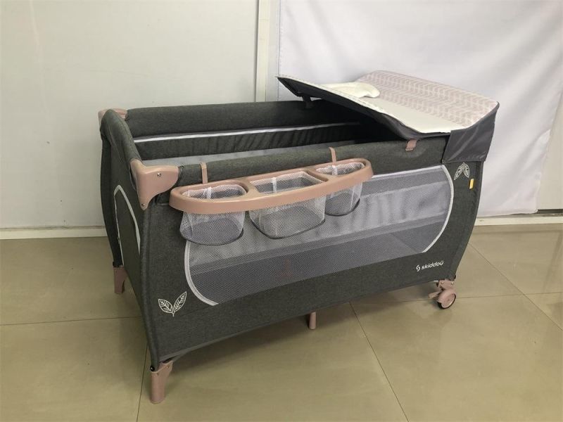 Modern Bedside Foldable Travel Playpen Game Cot Crib Yard Wheels Baby Play Mat Bed