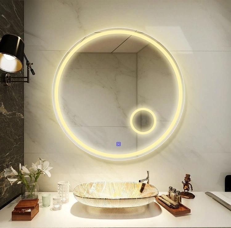 Home Decororation Round Large Illuminated Framed Bathroom LED Mirror with 3X Magnifying