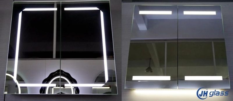 Home Hotel LED Mirror Medicine Cabinet LED Lighted Bathroom Wall Cabinet Bathroom Medicine Cabinet with Mirror Polished Stainless Steel