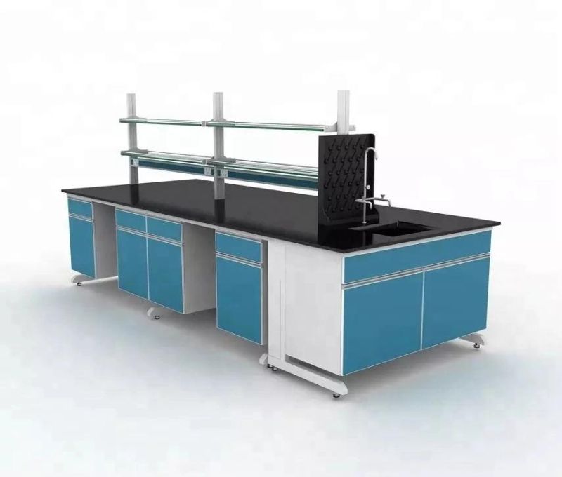Biological Wood and Steel Lab Furniture with Top Glove Box, Physical Wood and Steel Chemistry Lab Bench/
