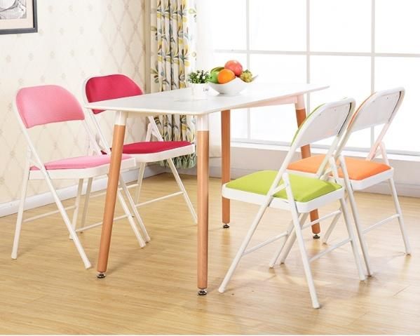 Hot Selling Metal Frame Multi-Color Wedding Party Folding Chair with PU Cushion