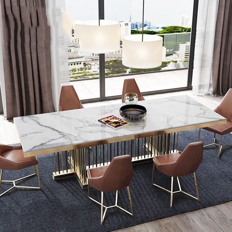 Modern UK Furniture Stainless Steel Gold Dining Table and Chair