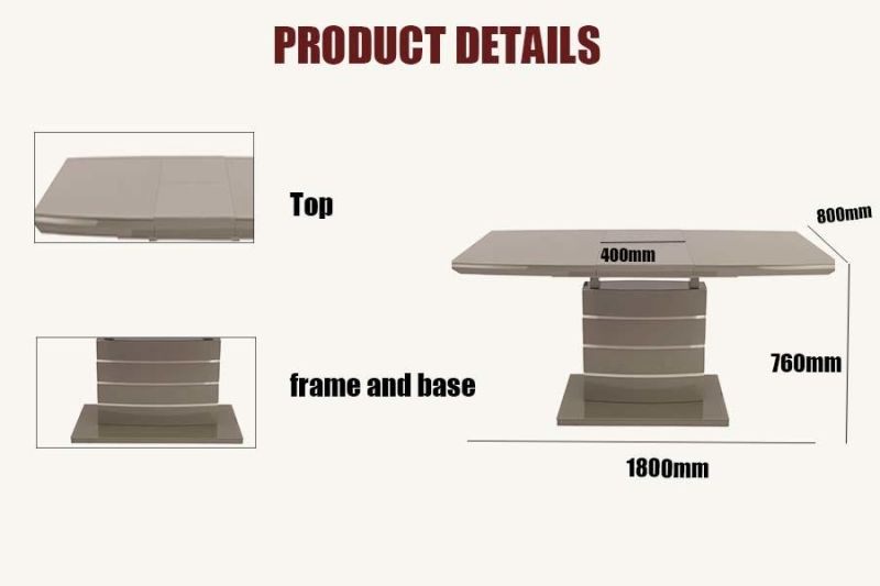 Home Living Room Furniture Extendable Table Sets Modern Hotel Restaurant MDF Gloss Painting Dining Table