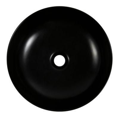 Modern Style Lavatory Matte Black 15 Inch 40 Cm Wide Bathroom Sanitary Ware Cloakroom Ceramic Granity Round Shape Black Vessel Furniture