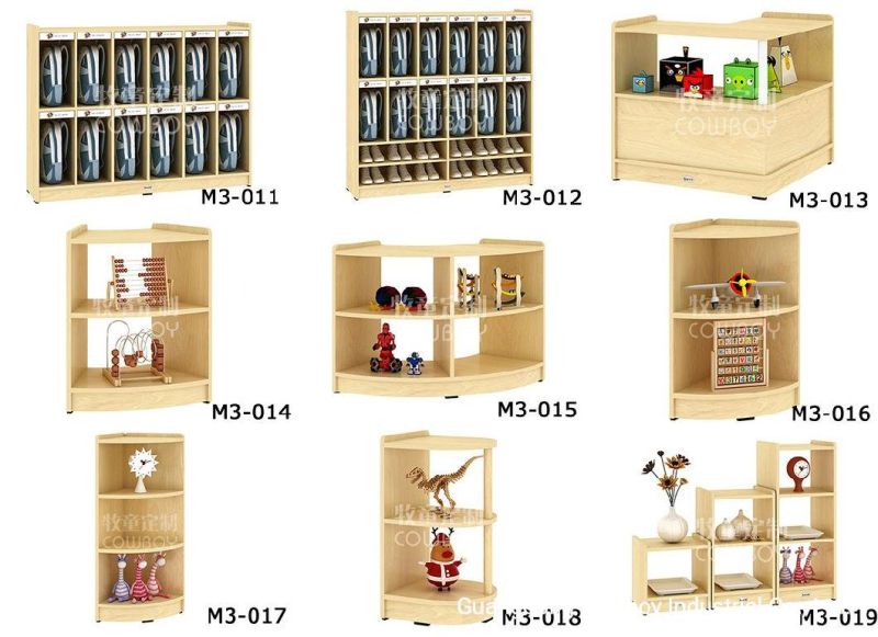 Cowboy Wooden Cabinet Children Chairs and Table for Kids Daycare Nursery Use