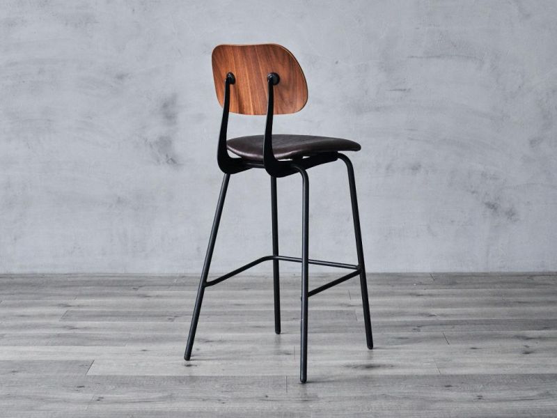 Retro Modern Restaurant Furniture Iron Frame with Leather Seat Bar Stool