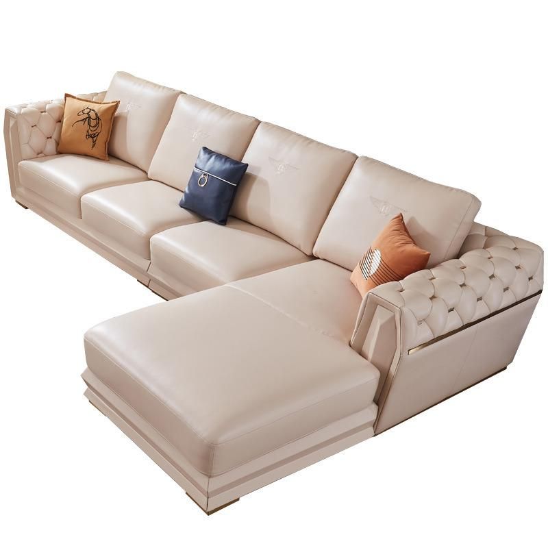 Hot Sale High Quality Luxury L Shape Sofa Living Room Furniture Big Size Leather Sofa Sets Comfortable Luxury American Style Coach